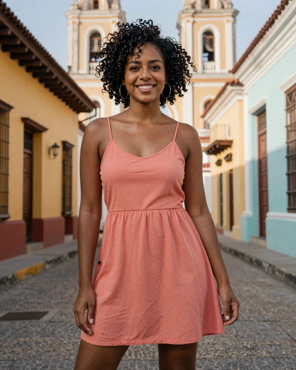 Panamanian woman in Casco Viejo - colorful colonial streets reflecting Panama's vibrant dating culture and Caribbean charm