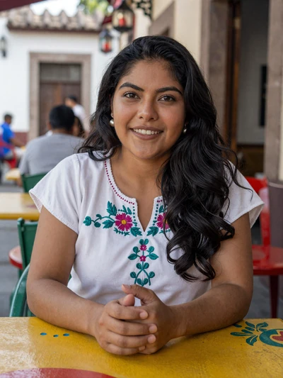 Fernanda, 30, Mexican single from Mexico City at a colorful cafe ready for a relationship