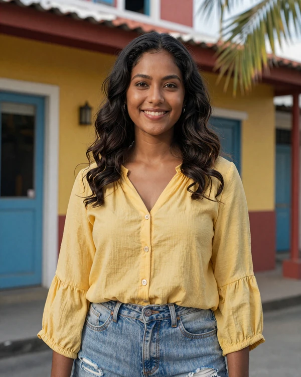 Beautiful Trinidadian woman smiling confidently in Port of Spain - multicultural Caribbean beauty and genuine warmth of Trinidad dating culture